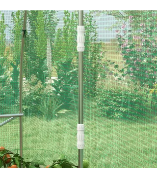 Invernadero de Túnel 6x3x2 m con Sistema de Riego Integrado 12 Ventanas con Malla y 1 Puerta Enrollable Verde