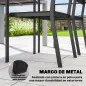 Juego de 4 Sillas de Jardín Exterior Apilables con Reposabrazos Respaldo y Asiento Marco Metálico 52x51x90 cm Negro