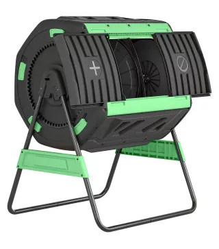Compostador Giratorio 200L con Sistema de Ventilación y Base de Metal para Compostaje de Residuos Orgánicos Verde