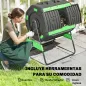 Compostador Giratorio 200L con Sistema de Ventilación y Base de Metal para Compostaje de Residuos Orgánicos Verde