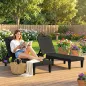 Conjunto de 2 Tumbonas Reclinables de Plástico PP con Bandeja Lateral Respaldo Ajustable 5 Niveles 192x57x28,5 cm Negro