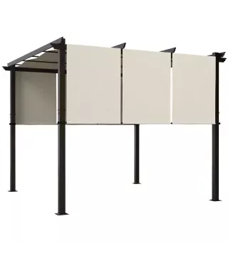 Cenador 3x3 m con Techo Deslizante y Protección UV, Beige