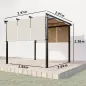 Cenador para Exterior 3x3 m con Techo Deslizante Marco de Acero Impermeable y Anti-UV para Terraza Patio Beige
