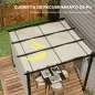 Cenador para Exterior 3x3 m con Techo Deslizante Marco de Acero Impermeable y Anti-UV para Terraza Patio Beige