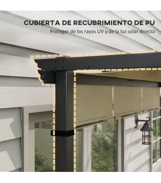 Cenador 3x3 m con Techo Deslizante y Protección UV, Beige