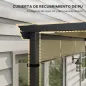 Cenador para Exterior 3x3 m con Techo Deslizante Marco de Acero Impermeable y Anti-UV para Terraza Patio Beige