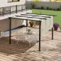 Cenador para Exterior 3x3 m con Techo Deslizante Marco de Acero Impermeable y Anti-UV para Terraza Patio Beige