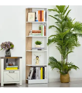 Estantería de Almacenaje con 5 Estantes Librería Multiusos para Estudio Oficina con Base Elevada Diseño Elegante 45x21x170 cm Bl