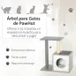 Árbol para Gatos 59x39x62 cm Rascador para Gatos de 3 Niveles con Plataformas Postes de Rascado Cueva de Madera Espaciosa Cojine