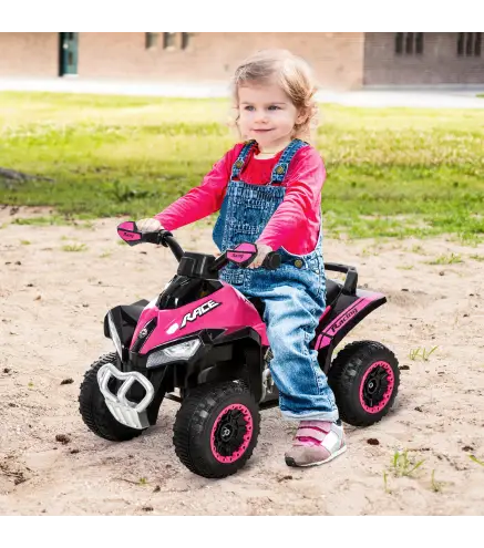 Cuatriciclo Infantil Tipo Quad Todoterreno con Luces Sonidos y Asiento Amplio para +18 Meses 67,5x38x44 cm Rosa y Negro