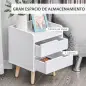 Mesa de Noche Multiusos Mesita Auxiliar para Sala de Estar o Dormitorio con 2 Cajones Espaciosos Patas Elevadas de Pino