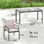 Conjunto de Mesa y Sillas Jardín con Mesa de Efecto Madera y 6 Sillas con Asiento Transpirable para Terraza Patio Caqui