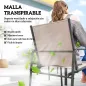 Conjunto de Mesa y Sillas Jardín con Mesa de Efecto Madera y 6 Sillas con Asiento Transpirable para Terraza Patio Caqui