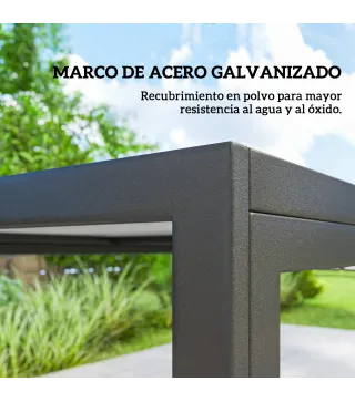 Conjunto de Mesa y Sillas Jardín con Mesa de Efecto Madera y 6 Sillas con Asiento Transpirable para Terraza Patio Caqui