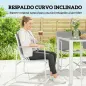 Conjunto de Mesa y Sillas Jardín con Mesa de Vidrio Templado y 6 Sillas Transpirables para Terraza Patio Blanco y Gris