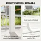 Conjunto de Mesa y Sillas Jardín con Mesa de Vidrio Templado y 6 Sillas Transpirables para Terraza Patio Blanco y Gris