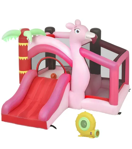 Castillo Hinchable para Niños con Soplador Tobogán Cama Elástica Piscina de Pelotas Canasta de Baloncesto 255x230x196cm