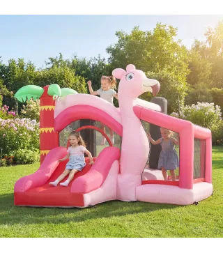 Castillo Hinchable para Niños con Soplador Tobogán Cama Elástica Piscina de Pelotas Canasta de Baloncesto 255x230x196cm