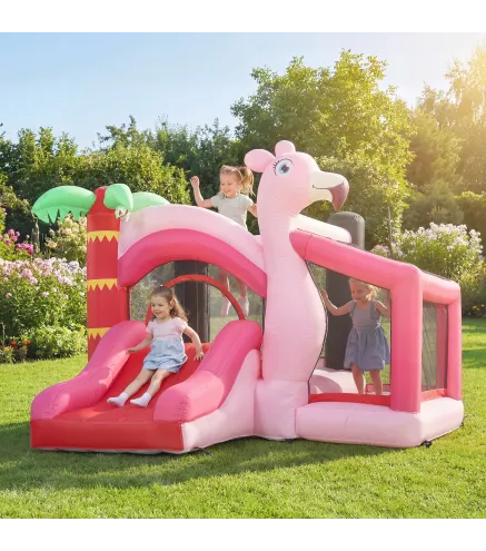 Castillo Hinchable para Niños con Soplador Tobogán Cama Elástica Piscina de Pelotas Canasta de Baloncesto 255x230x196cm