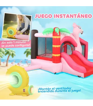 Castillo Hinchable para Niños con Soplador Tobogán Cama Elástica Piscina de Pelotas Canasta de Baloncesto 255x230x196cm