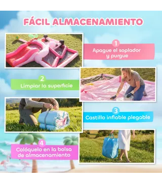 Castillo Hinchable para Niños con Soplador Tobogán Cama Elástica Piscina de Pelotas Canasta de Baloncesto 255x230x196cm