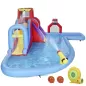 Castillo Hinchable Acuático con Soplador 550W Tobogán Pared de Escalada Piscina Aro de Baloncesto Portería de Fútbol Castillo Hinchable Acuático con Soplador 550W Tobogán Pared de Escalada Piscina Aro de Baloncesto Portería de Fútbol