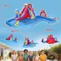 Castillo Hinchable Acuático con Soplador 550W Tobogán Pared de Escalada Piscina Aro de Baloncesto Portería de Fútbol Castillo Hinchable Acuático con Soplador 550W Tobogán Pared de Escalada Piscina Aro de Baloncesto Portería de Fútbol