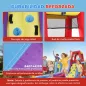 Castillo Hinchable Acuático con Soplador 550W Tobogán Pared de Escalada Piscina Aro de Baloncesto Portería de Fútbol