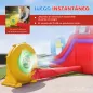 Castillo Hinchable Acuático con Soplador 550W Tobogán Pared de Escalada Piscina Aro de Baloncesto Portería de Fútbol