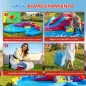 Castillo Hinchable Acuático con Soplador 550W Tobogán Pared de Escalada Piscina Aro de Baloncesto Portería de Fútbol