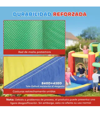 Castillo Hinchable Acuático con Soplador 550W 9 en 1 con Tobogán Trampolín Escalada 2 Piscinas Canasta Columna de Boxeo