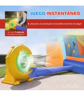 Castillo Hinchable Acuático con Soplador 550W 9 en 1 con Tobogán Trampolín Escalada 2 Piscinas Canasta Columna de Boxeo