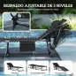 Set de 2 Tumbonas Plegables con Reposacabezas Bolsillo Lateral y Respaldo Reclinable en 5 Posiciones Negro