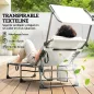 Set de 2 Tumbonas Plegables con Reposacabezas Parasol Bolsillo Lateral y Respaldo Reclinable en 5 Posiciones Crema