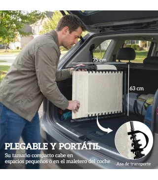 Set de 2 Tumbonas Plegables con Reposacabezas Parasol Bolsillo Lateral y Respaldo Reclinable en 5 Posiciones Crema