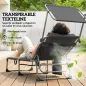 Set de 2 Tumbonas Plegables con Reposacabezas Parasol Bolsillo Lateral y Respaldo Reclinable en 5 Posiciones Negro