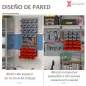 Estantería de Pared para Herramientas de 44 Piezas 95x54 cm con 28 Cajas Apilables y Diferentes Ganchos Gris y Rojo