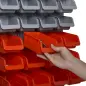 Estantería de Pared para Herramientas de 44 Piezas 95x54 cm con 28 Cajas Apilables y Diferentes Ganchos Gris y Rojo