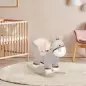 Caballito Balancín Infantil en Forma de Burro de Felpa para Bebés 18-36 Meses con Sonido y Cinturón 61x34x58 cm Gris