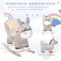 Caballito Balancín Infantil en Forma de Burro de Felpa para Bebés 18-36 Meses con Sonido y Cinturón 61x34x58 cm Gris