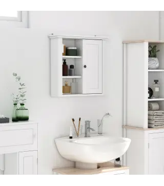 Armario de Baño de Pared Multifuncional Gabinete para Ahorro de Espacio con 3 Niveles Abiertos 1 Puerta Estante Ajustabl