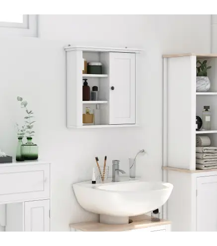 Armario de Baño de Pared Multifuncional Gabinete para Ahorro de Espacio con 3 Niveles Abiertos 1 Puerta Estante Ajustabl