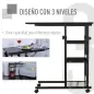 Mesa Auxiliar con Ruedas 80x40 cm Mesa para Sofá en Forma de C con Altura Ajustable 3 Niveles de 72-82 cm Marco de Metal para Sa
