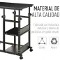 Mesa Auxiliar con Ruedas 80x40 cm Mesa para Sofá en Forma de C con Altura Ajustable 3 Niveles de 72-82 cm Marco de Metal para Sa