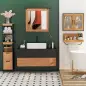 Armario Alto para Baño con 3 Estantes y 2 Cajones Estilo Moderno 30x30x144,3 cm Negro y Natural Armario Alto para Baño con 3 Estantes y 2 Cajones Estilo Moderno 30x30x144,3 cm Negro y Natural