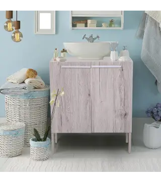 Mueble Bajo de Lavabo para Baño Compacto con 2 Puertas de Armario 60x30x70 cm