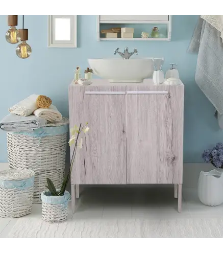 Mueble Bajo de Lavabo para Baño Compacto con 2 Puertas de Armario 60x30x70 cm