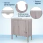 Mueble Bajo de Lavabo para Baño Compacto con 2 Puertas de Armario 60x30x70 cm