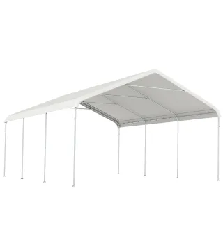 Carpa Garaje Portátil 5x6 m con Estructura de Acero Galvanizado Impermeable Anti-UV Cobertizo para Herramientas Crema