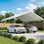 Carpa Garaje Portátil 5x6 m con Estructura de Acero Galvanizado Impermeable Anti-UV Cobertizo para Herramientas Crema